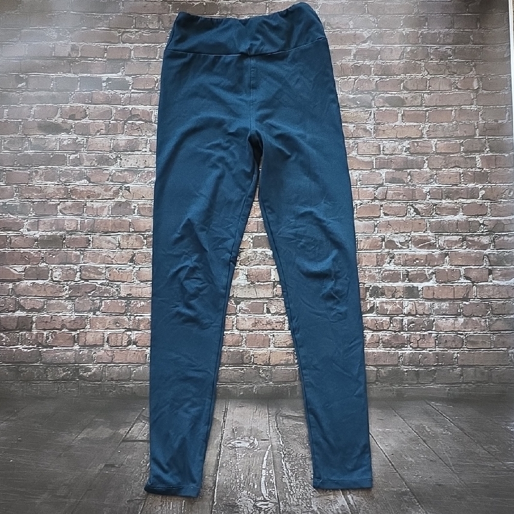 LuLaRoe Girls' Solid Navy High-Waist Leggings - Tween